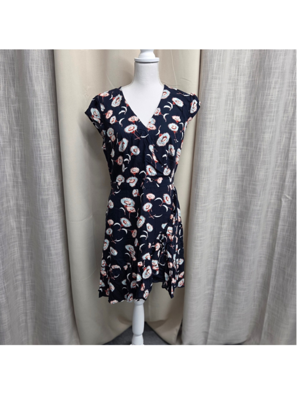 J Crew Mercantile Floral V-Neck Midi Dress Navy 10 Whimsigoth Botanical Dainty